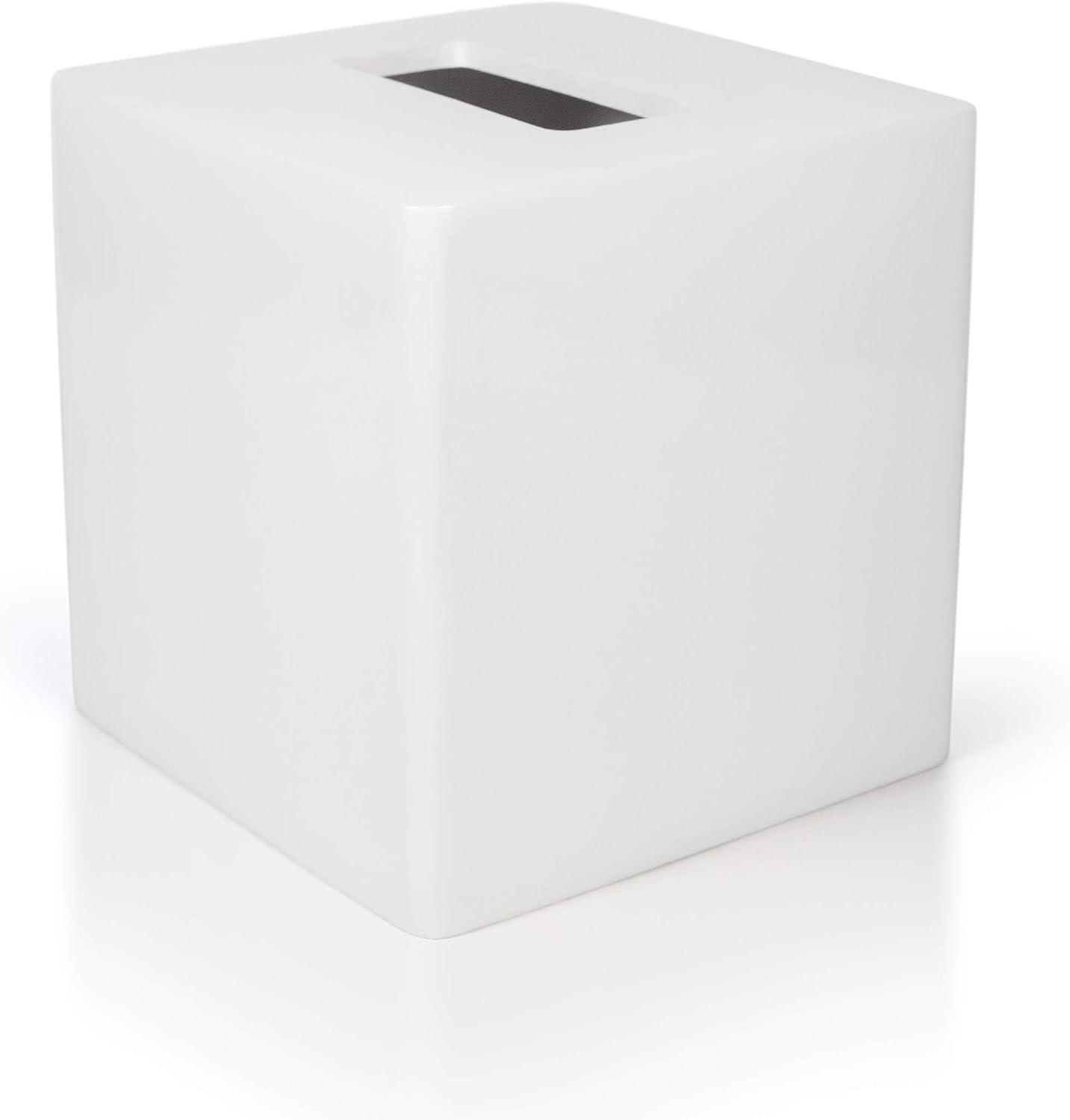 Tissue Box Cover Square -Heavy Hand-Poured Resin Tissue Box Cover Holder -Home Decor Cube / White