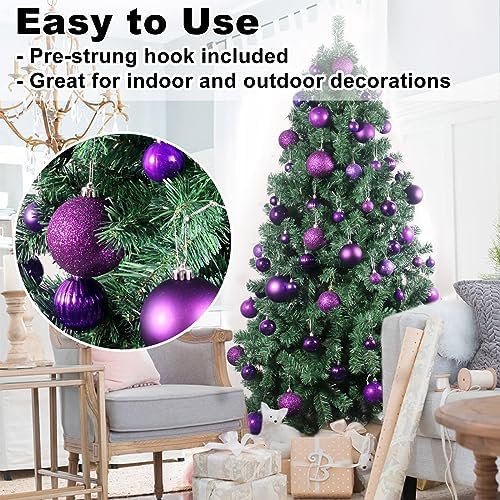 Purple 3.2" Large Christmas Balls - Christmas Tree Decoration Ornaments Shatterproof Hanging Balls for Birthday Halloween Holiday Wedding Decorations Set of 10pcs