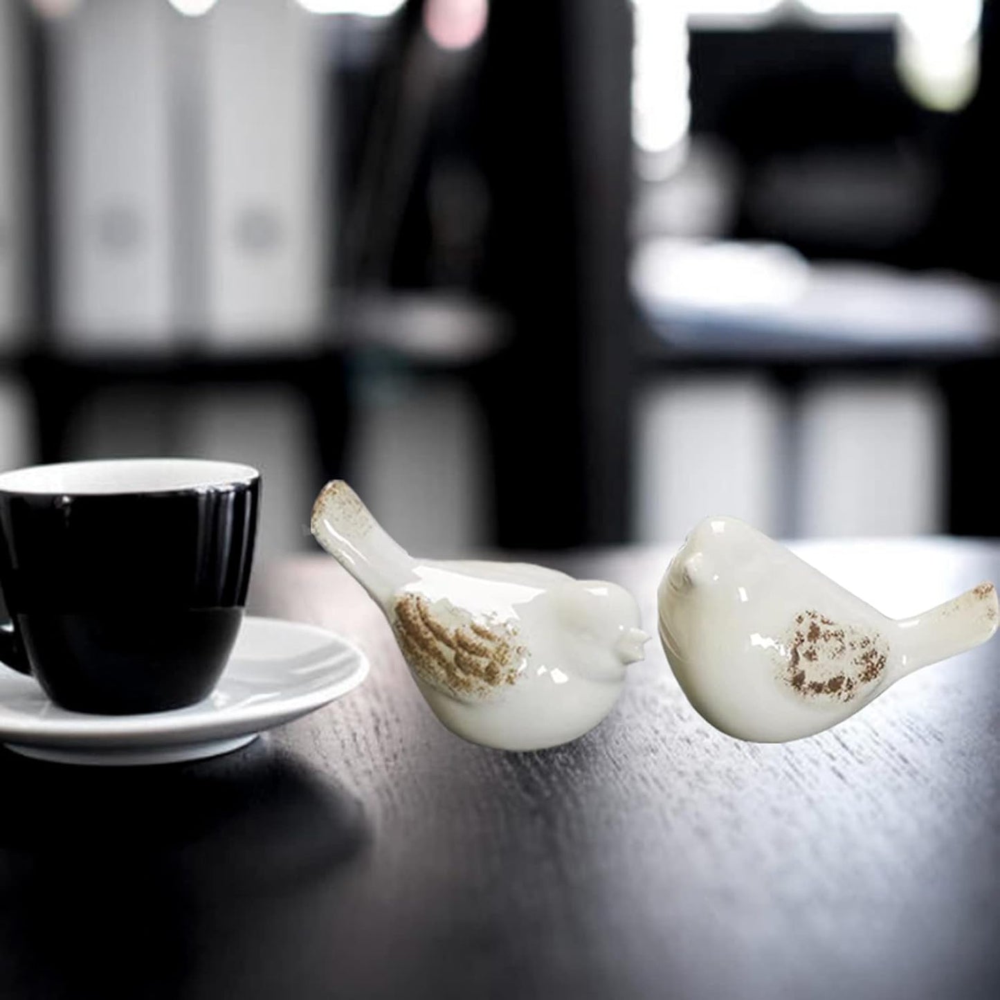 Small Birds Statues Ceramic Home Decor Modern Style Decorative Ornaments Animal / White / Set of 2