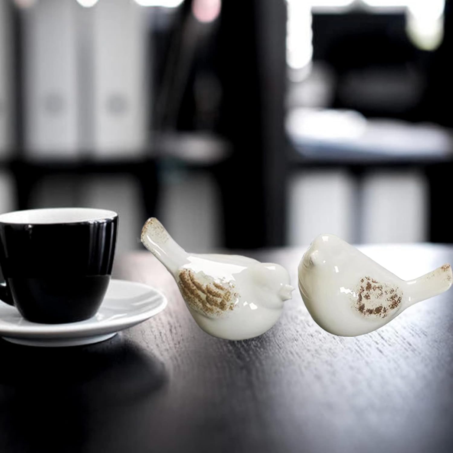 Small Birds Statues Ceramic Home Decor Modern Style Decorative Ornaments Animal / White / Set of 2
