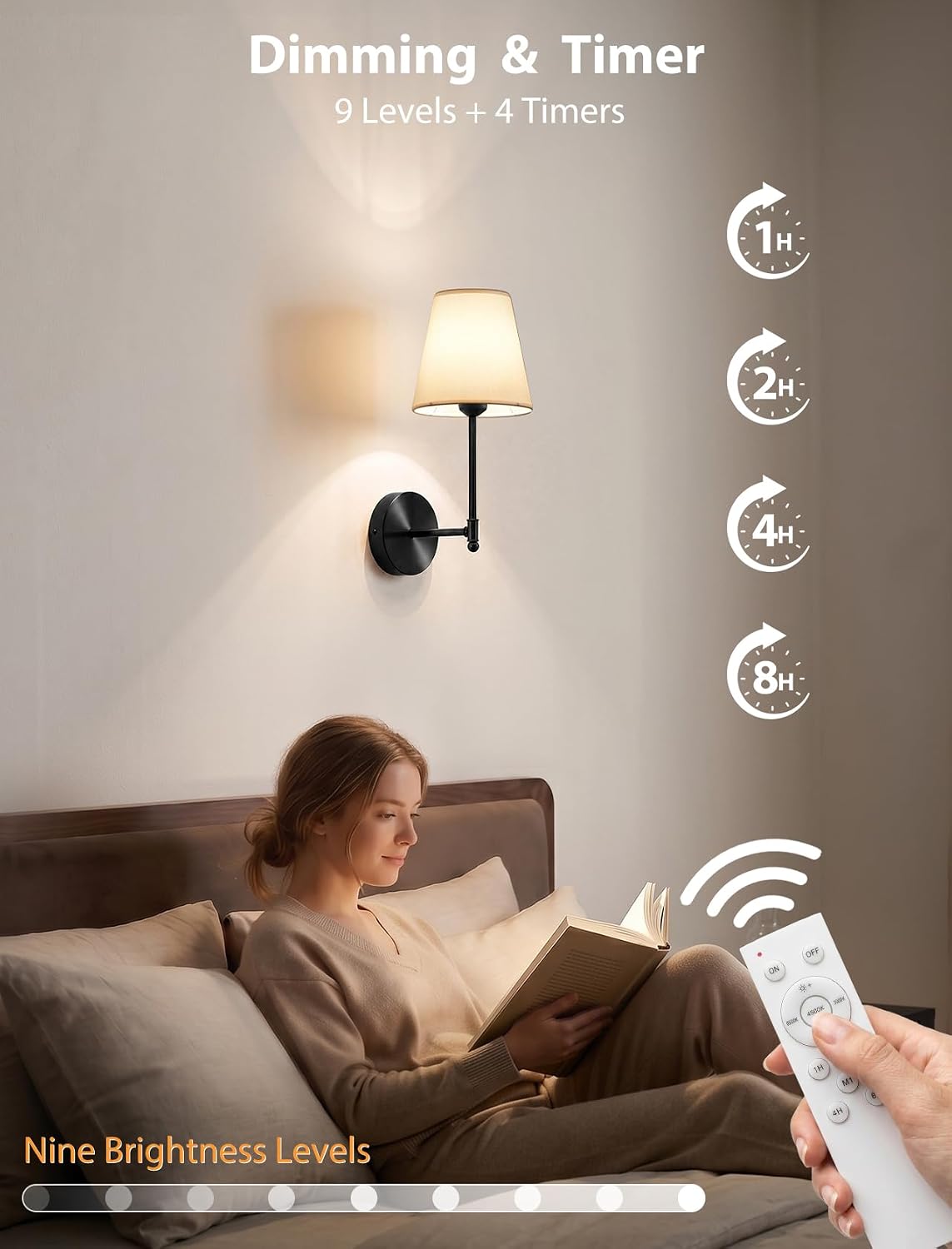 GBEAST Wall Sconces Set of Two, Rechargeable Wall Lights with Magnetic Bulb and Remote, Dimmable Wall Lamps with RGB &