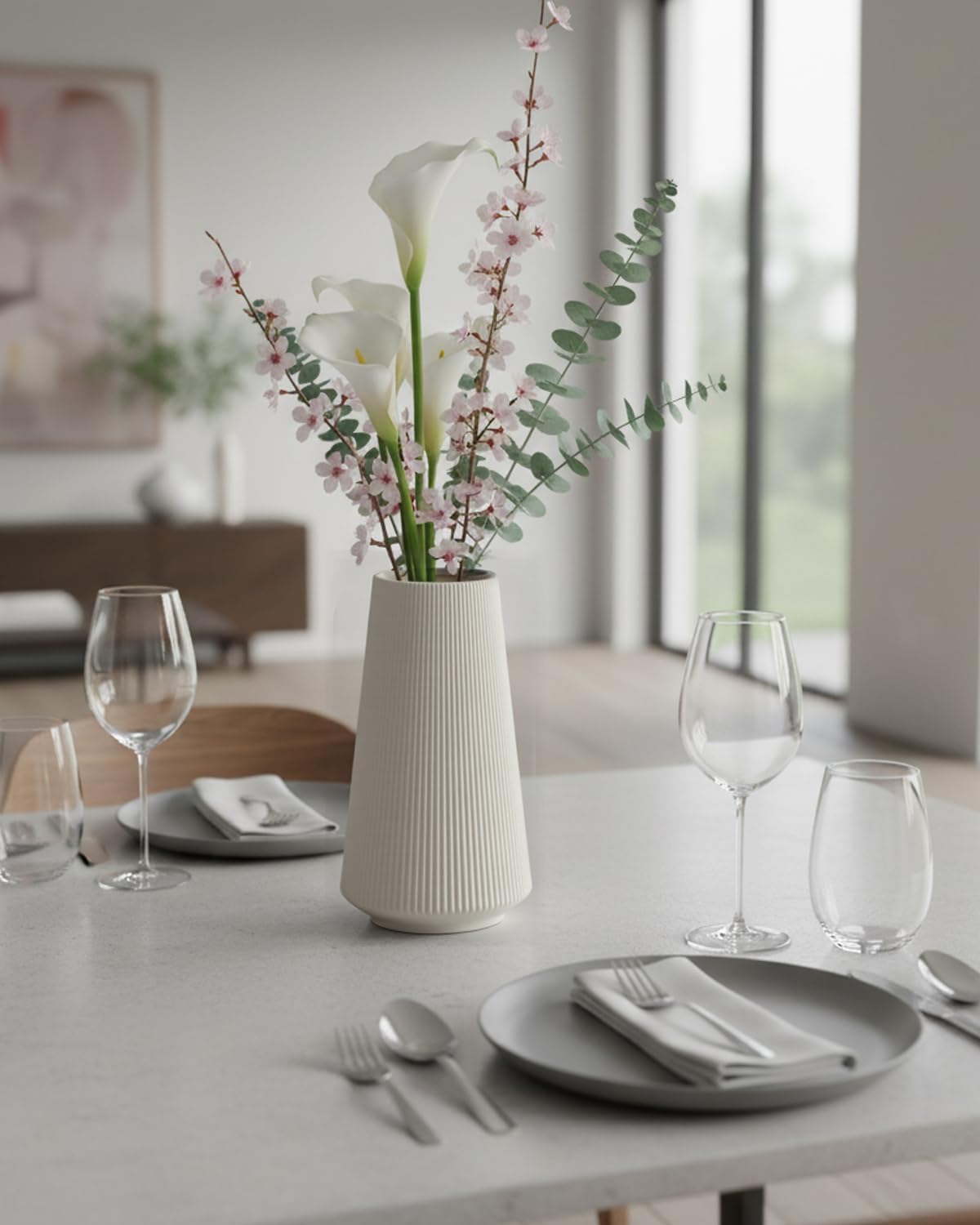 Modern Vase / 001white / White / 8 Inch