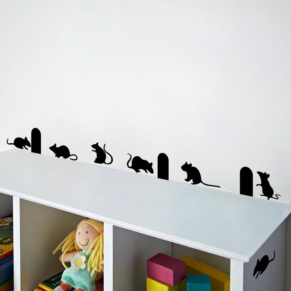 Creative Black Mouse & Hole Stair Sticker Bedroom Living Room Background Home Decor / Black 1