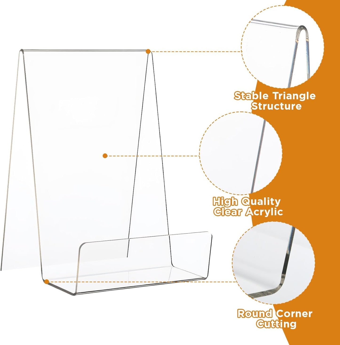 Acrylic Book Stand / Clear / 6 x 4 x 4 / Set of 10