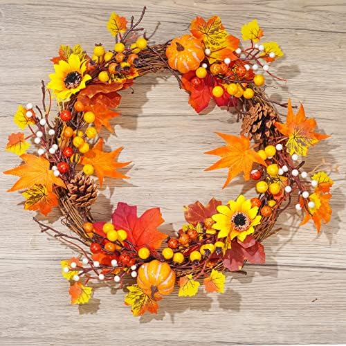 6 Pack Artificial Maple Leaves Branches Autumn Pumpkin Berry Twig Stem Orange Fall Stems Fake Artificial Flower Picks for Thanksgiving Christmas Harvest Festival Decoration DIY Floral Arrangements