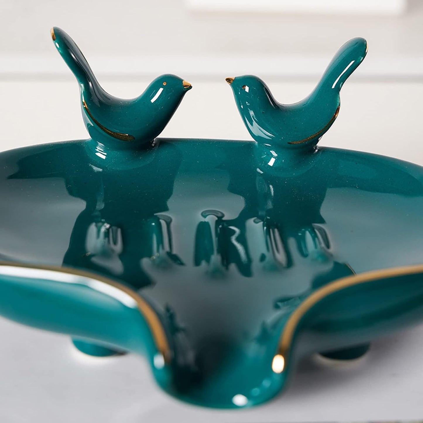 WYSRJ Bar Soap Holder Bird Shape Ceramic Self Draining Soap Dish Soap Saver Dish for Shower / Blue