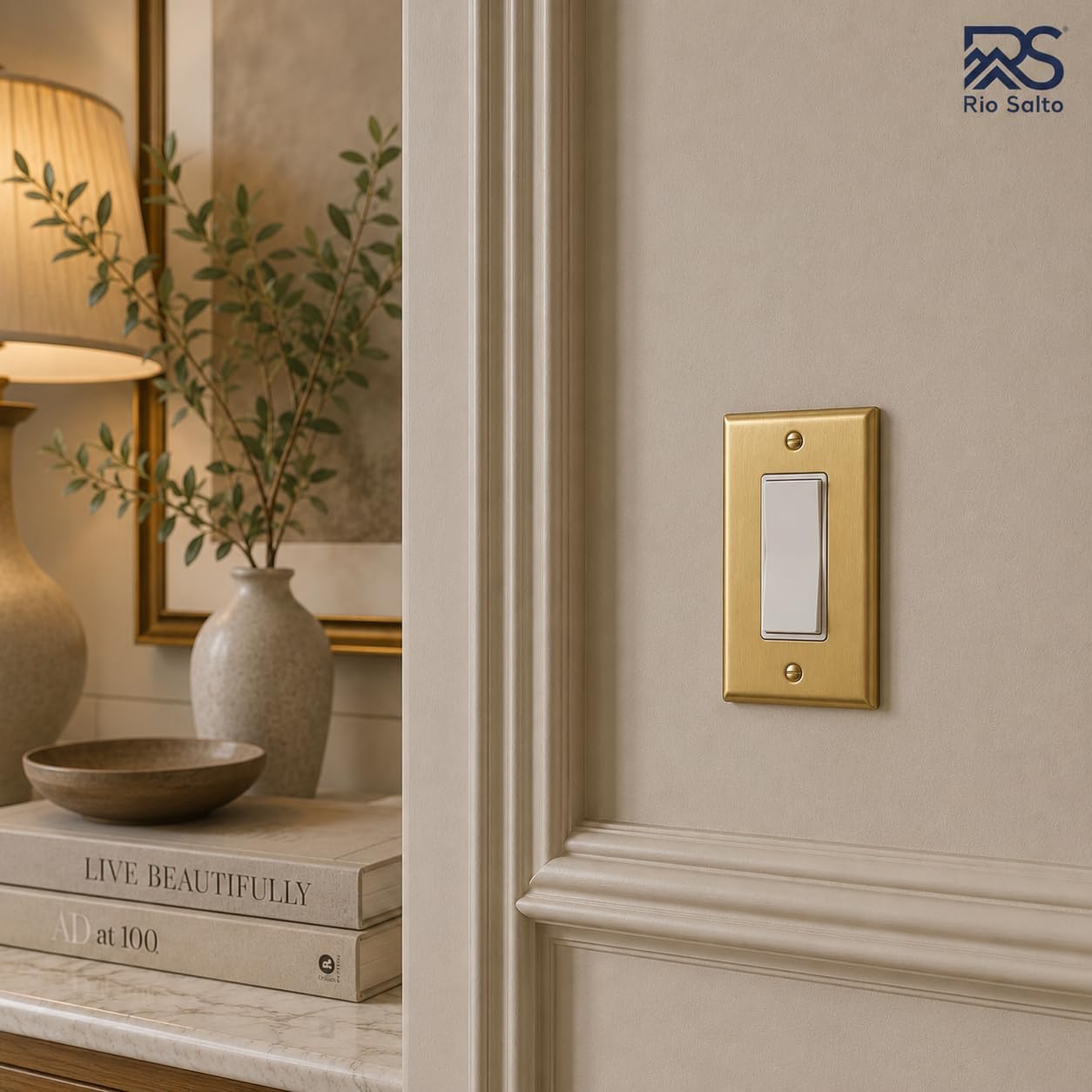 Rio Salto BRASS Light Switch Cover Plate Gold Outlet Covers Brushed Brass Rocker Switch Plate Decorator Paddle GFCI