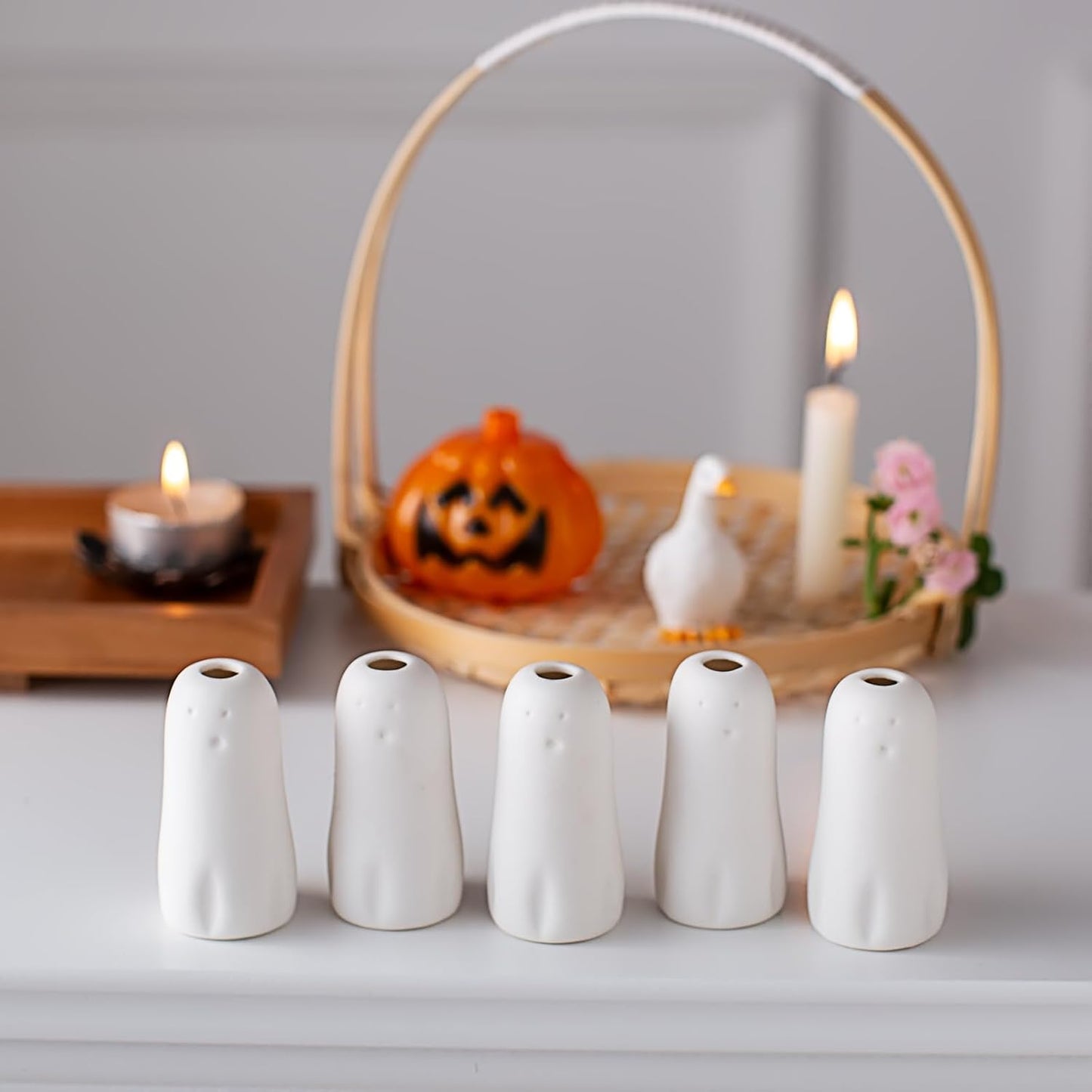 Handmade Miniature Ceramic Vases for Small Flowers / Ghost Vase / Set of 5