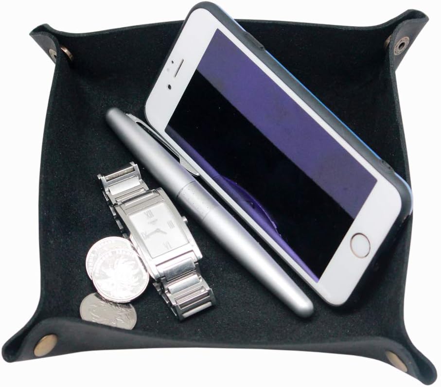 Valet Tray for Men / Crazy Horse Leather - Black