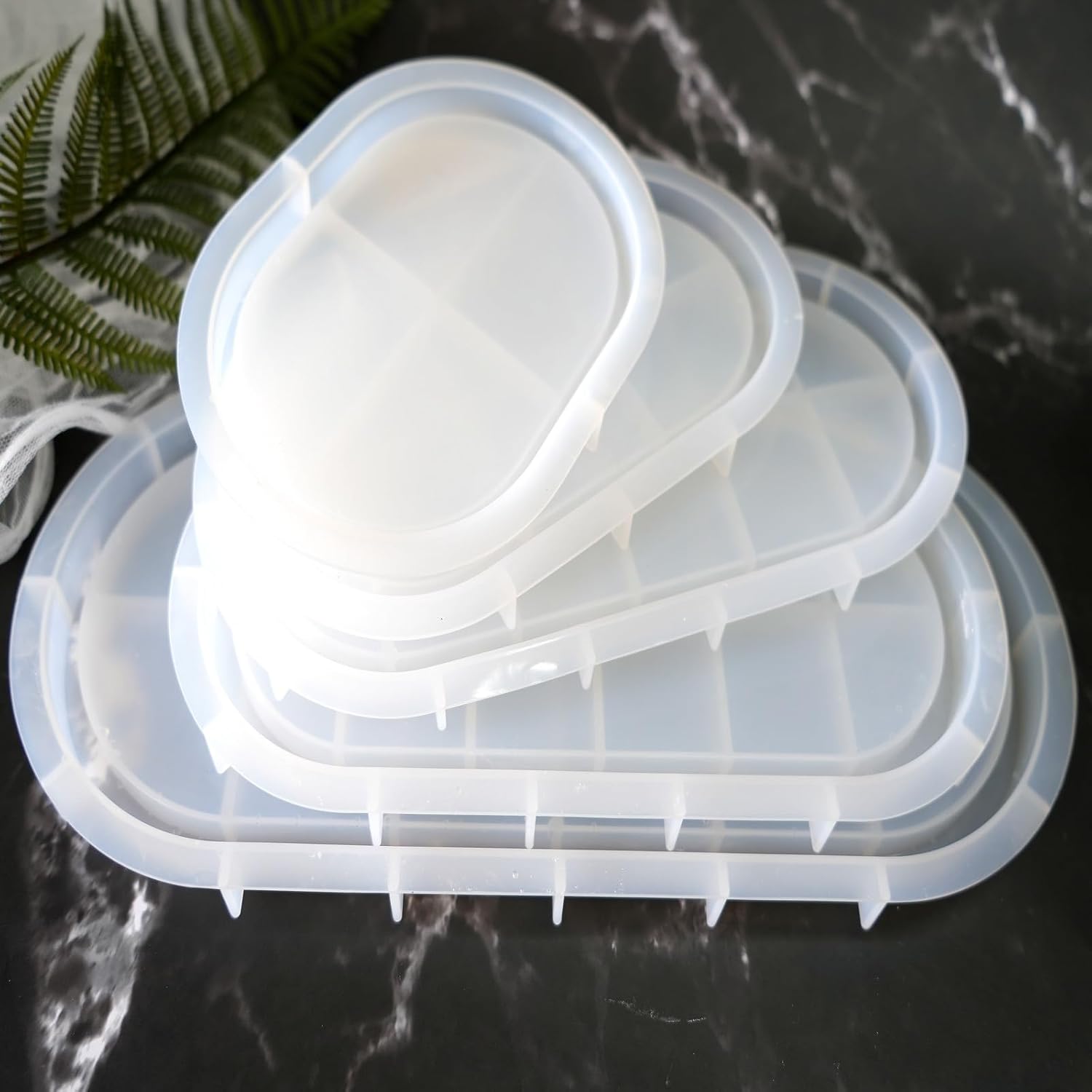 Jewelry Holder / 5.7'' Oval Tray Molds for Epoxy Resin / Oval Tray Resin Molds / Set of 5