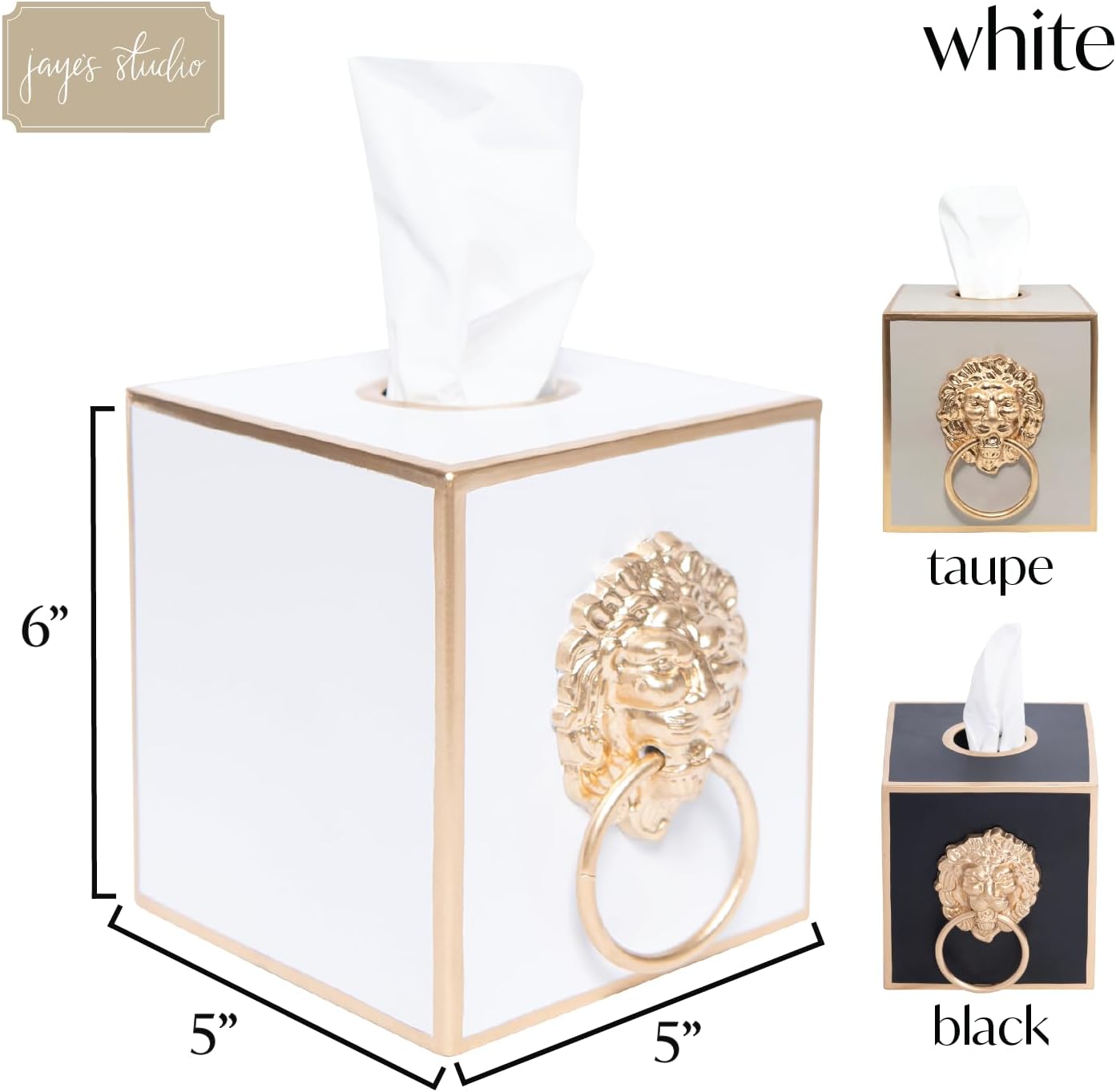 Cube Tissue Box Holder / White Lion Lion / Paws & Claws