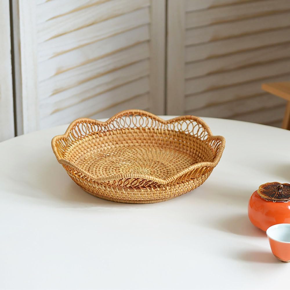 Rattan Bread Basket / Natural Rattan, , Wavy / Medium