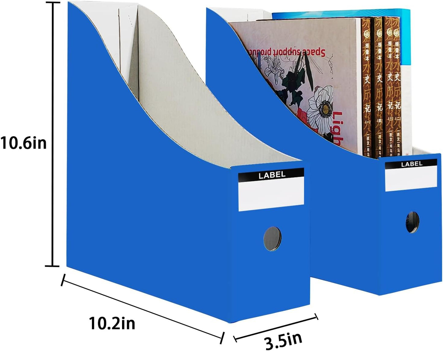 Limitliho 24 Pack Blue Cardboard Magazine File Holder for Desk or Shelves | 10.6”H×10.2”L×3.5”W Cardboard Magazine