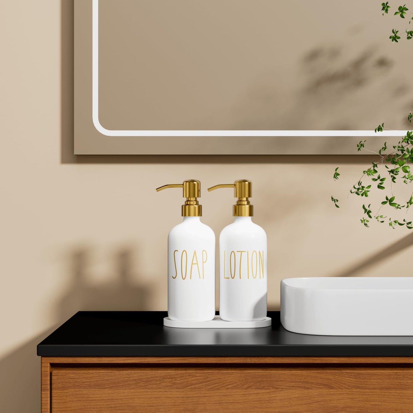 MOMEEMO Bathroom Soap Dispenser Set, White | Contains Lotion and Hand Soap Dispenser, Suitable for Bathroom Decor