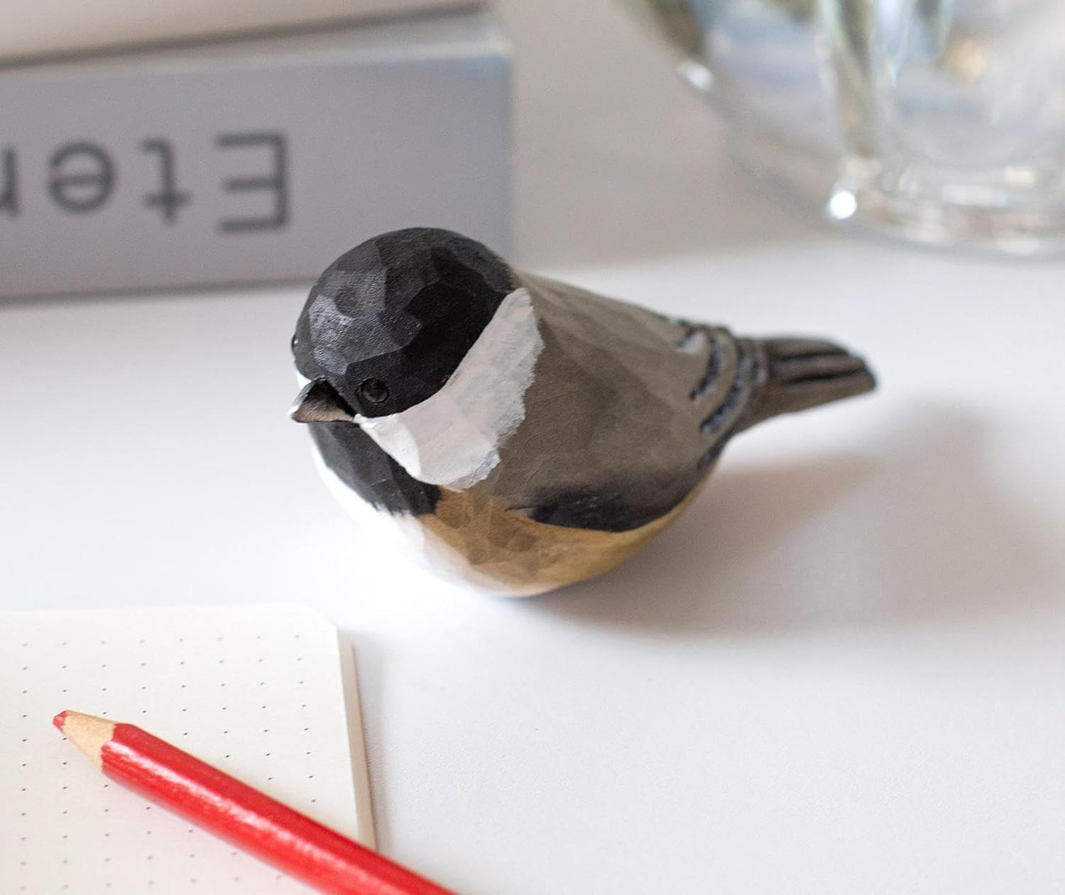Handmade Bird Figurine / Black-capped Chickadee