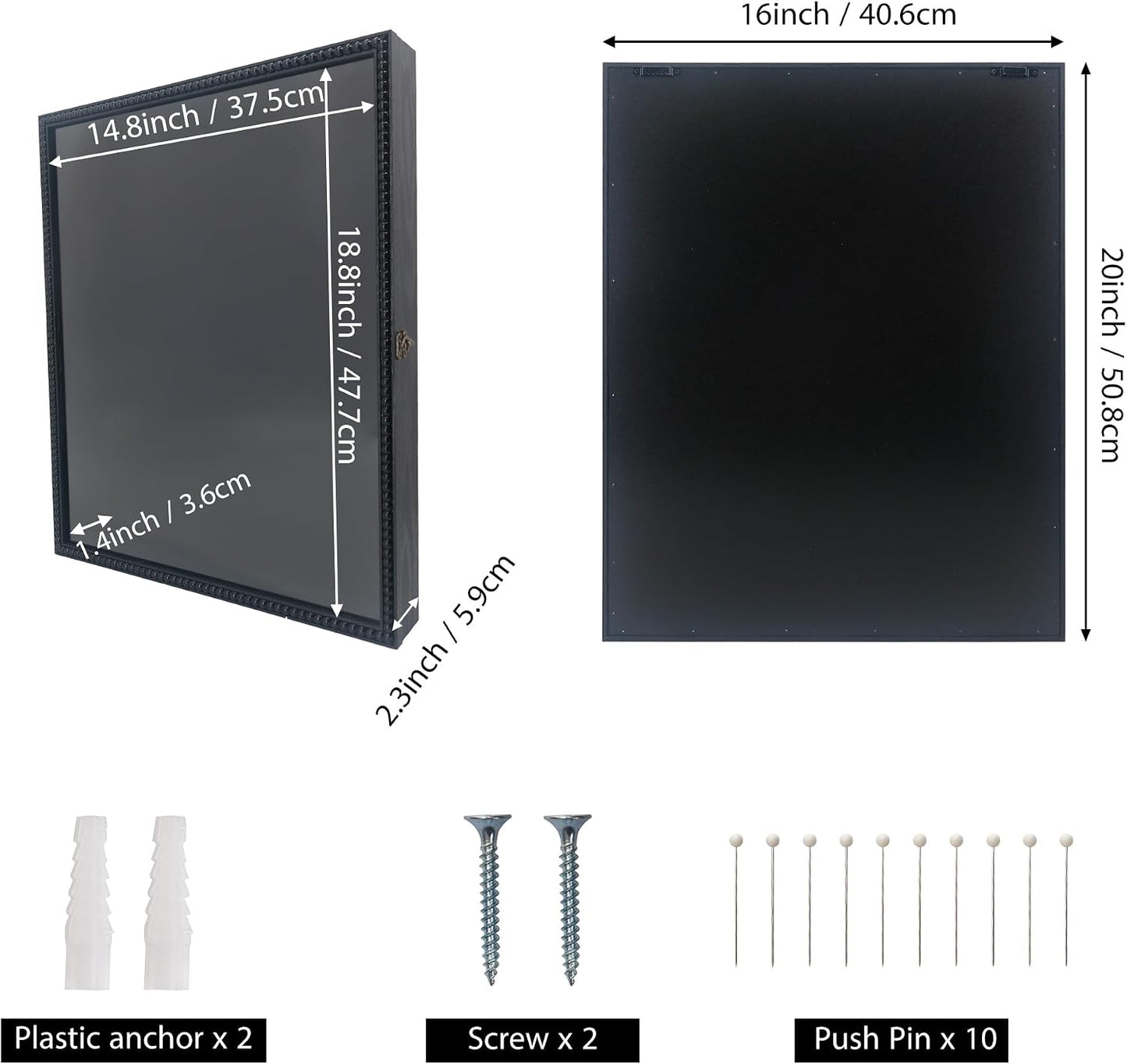 FramePro Large Shadow Box Black 16x20 Front Open with Hinge Beaded Designed, Graduation Cap and Gown Picture Keepsake