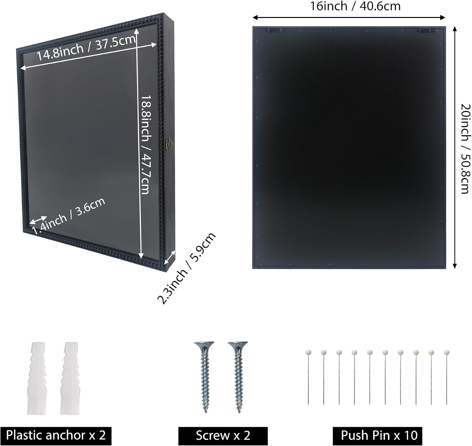 FramePro Large Shadow Box Black 16x20 Front Open with Hinge Beaded Designed, Graduation Cap and Gown Picture Keepsake