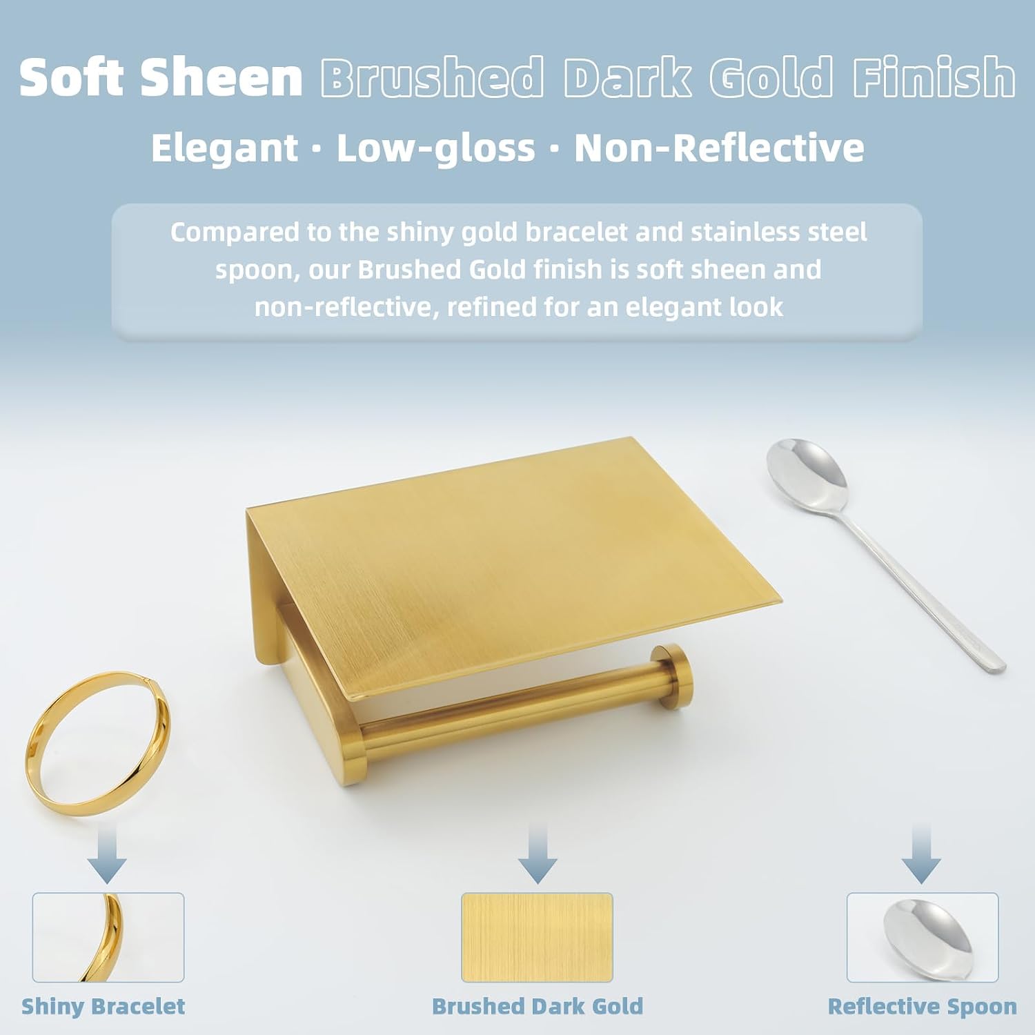 APLusee Toilet Paper Holder, Brushed Gold, 304 Stainless Steel | Wet Wipes & Air Freshener Storage, Space-Saving