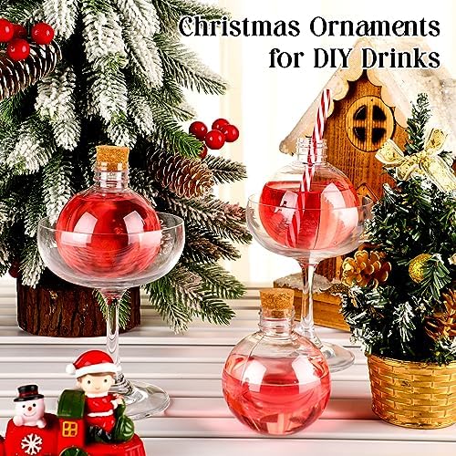 Jinei 30 Pcs Plastic Potion Bottles 6 Oz Ball Shape,Wood Color,Cork