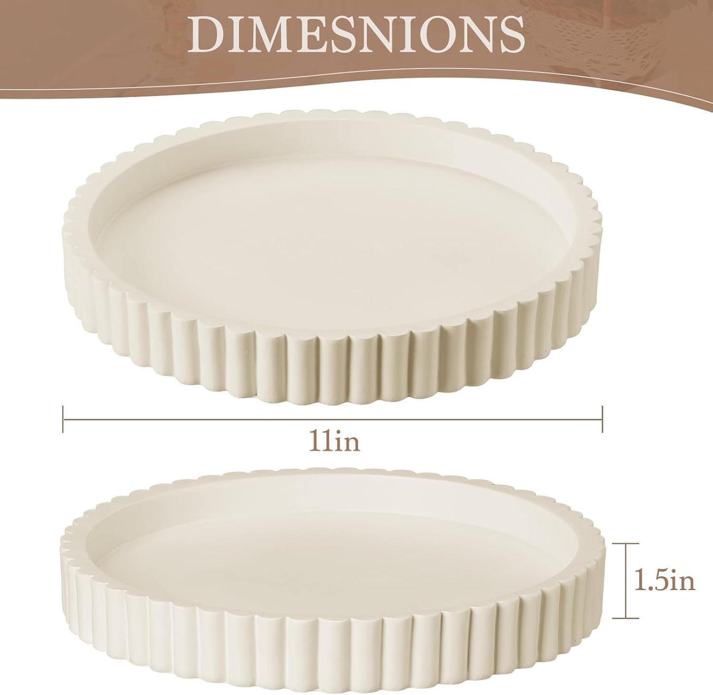 Decorative Tray / Resin Round Tray Stylish Coffee Table Centerpiece