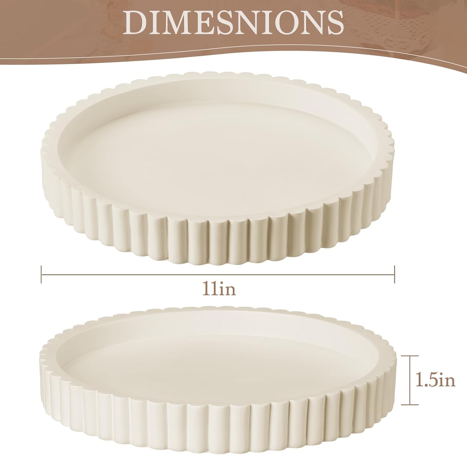 Decorative Tray / Resin Round Tray Stylish Coffee Table Centerpiece