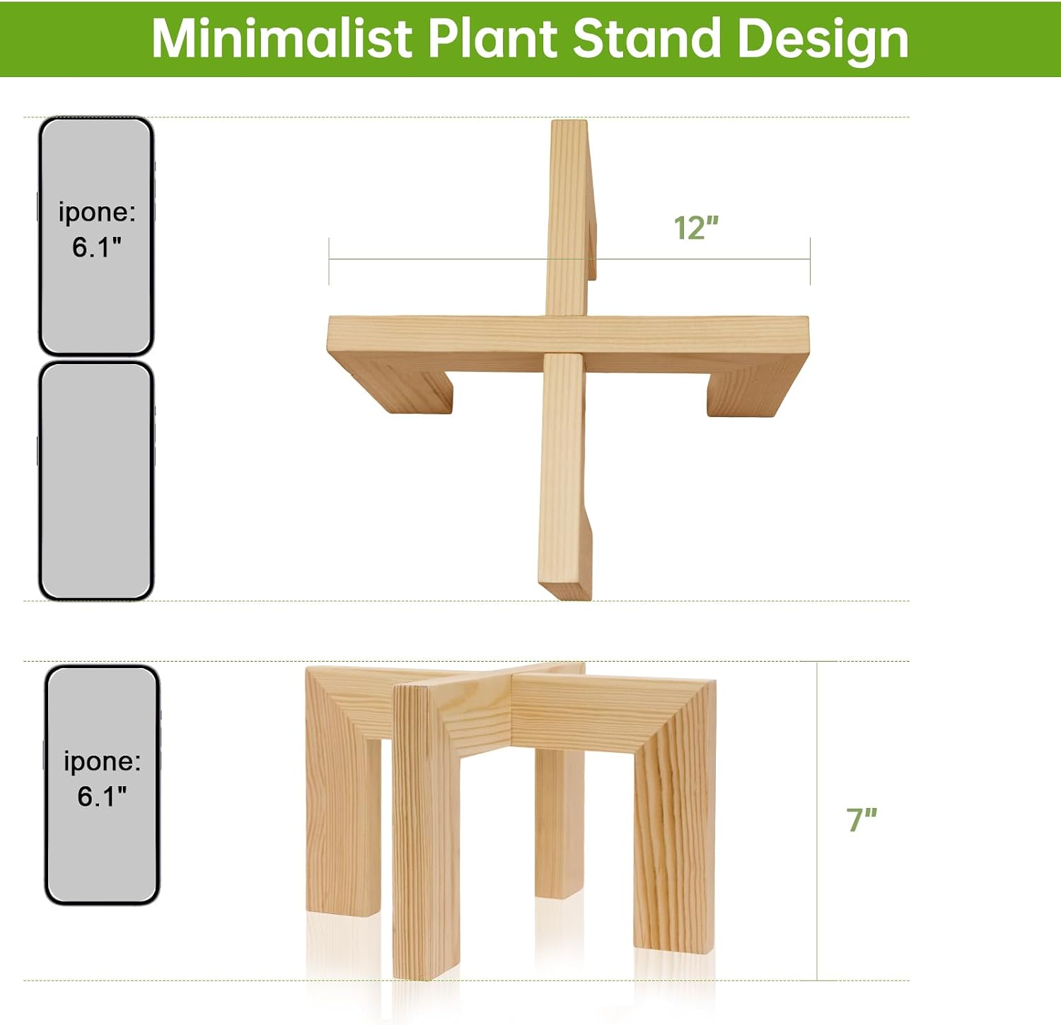 2 Pack Wood Plant Stand Indoor Holders for Plants, Sturdy Flower Pot Stands Plants Shelf, Wooden Stool for Patio Plant