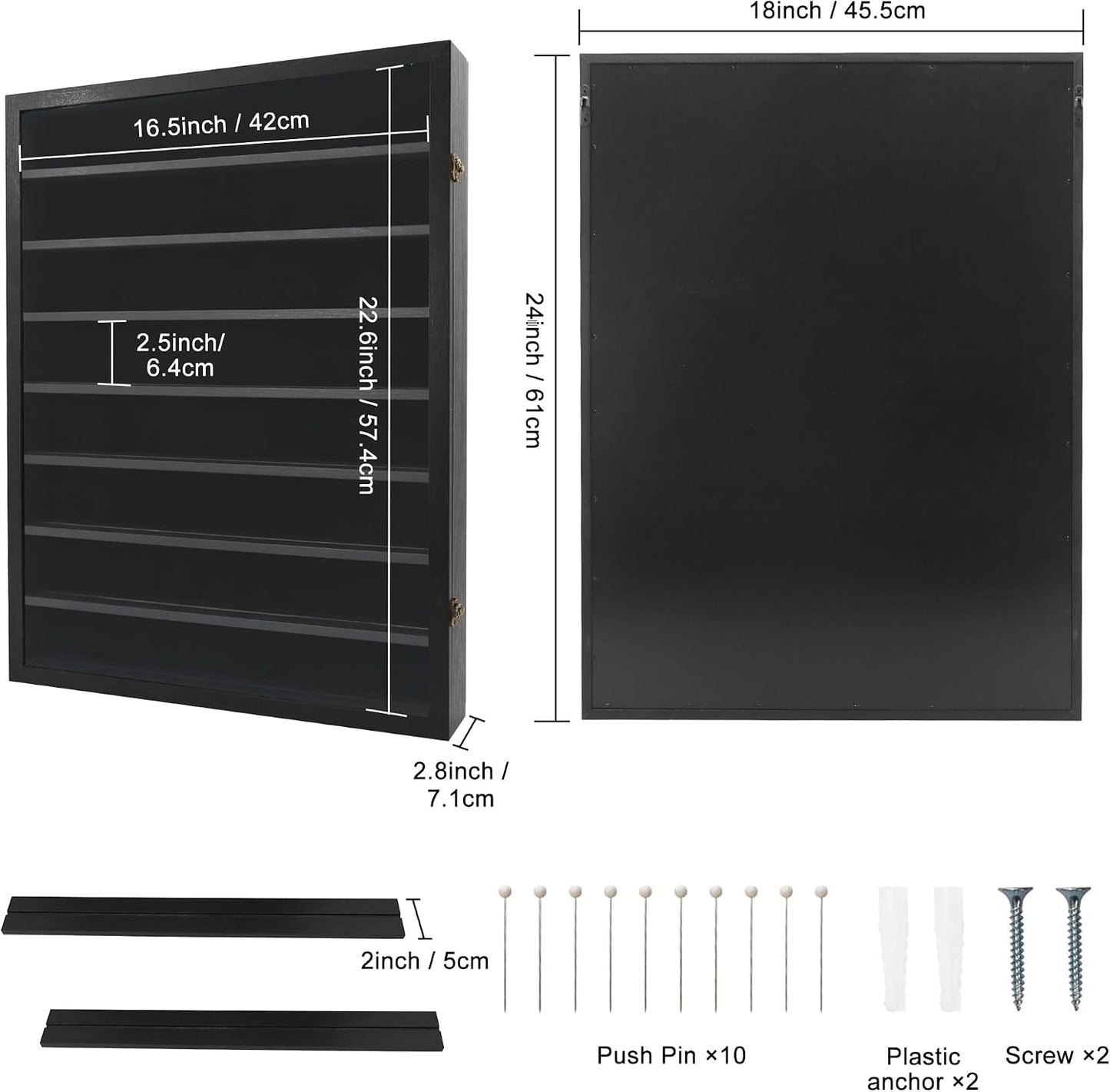 FramePro Shadow Box Frame Display Case 18x24 with Removable Shelves, Deep Memory Box Trinket Knick Knack Shelf Cabinet