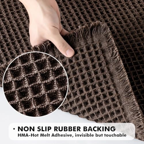 MIULEE Set of 2 Waffle Bathroom Rugs Chocolate Bath Mat 17"x24"+18"x30"