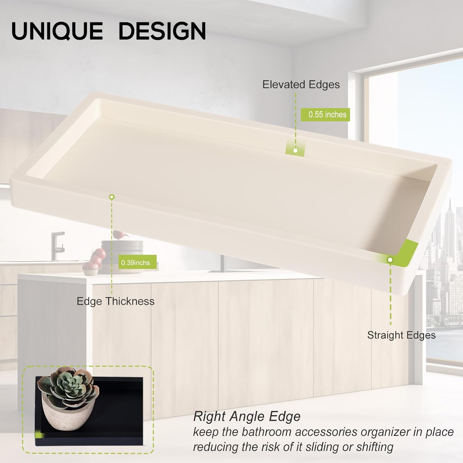 Bathroom Tray / Beige / 9.8 x 4.7