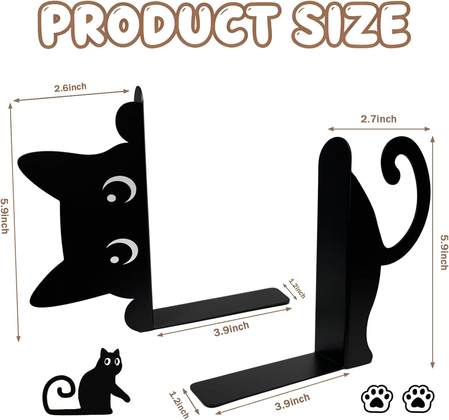 Metal Bookends / Funny Bookends / Peeping Cat