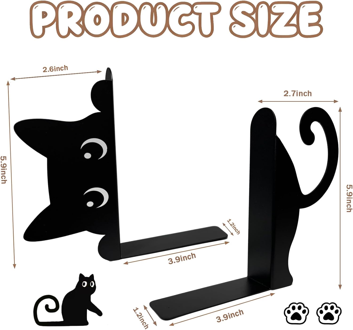 Metal Bookends / Funny Bookends / Peeping Cat