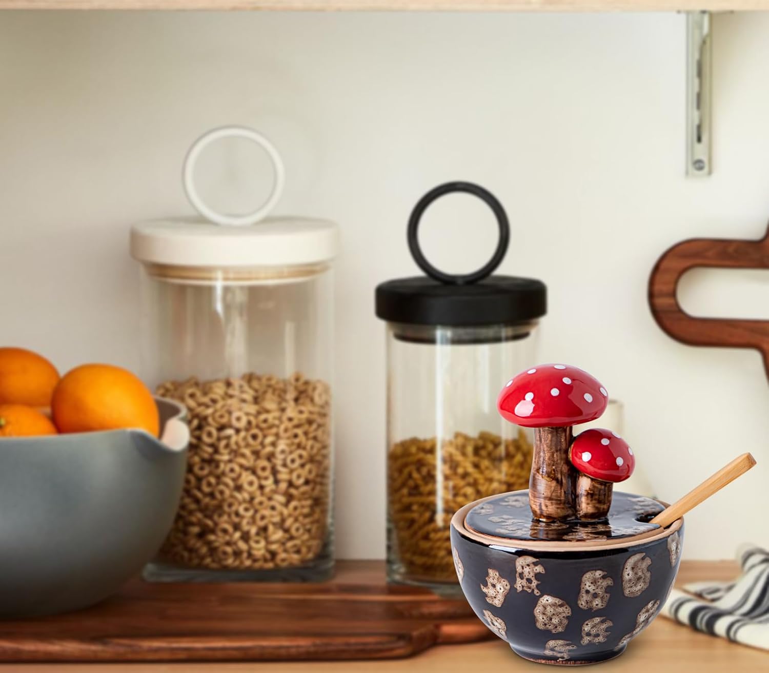 Ceramic Mushroom Salt Cellar / Brown