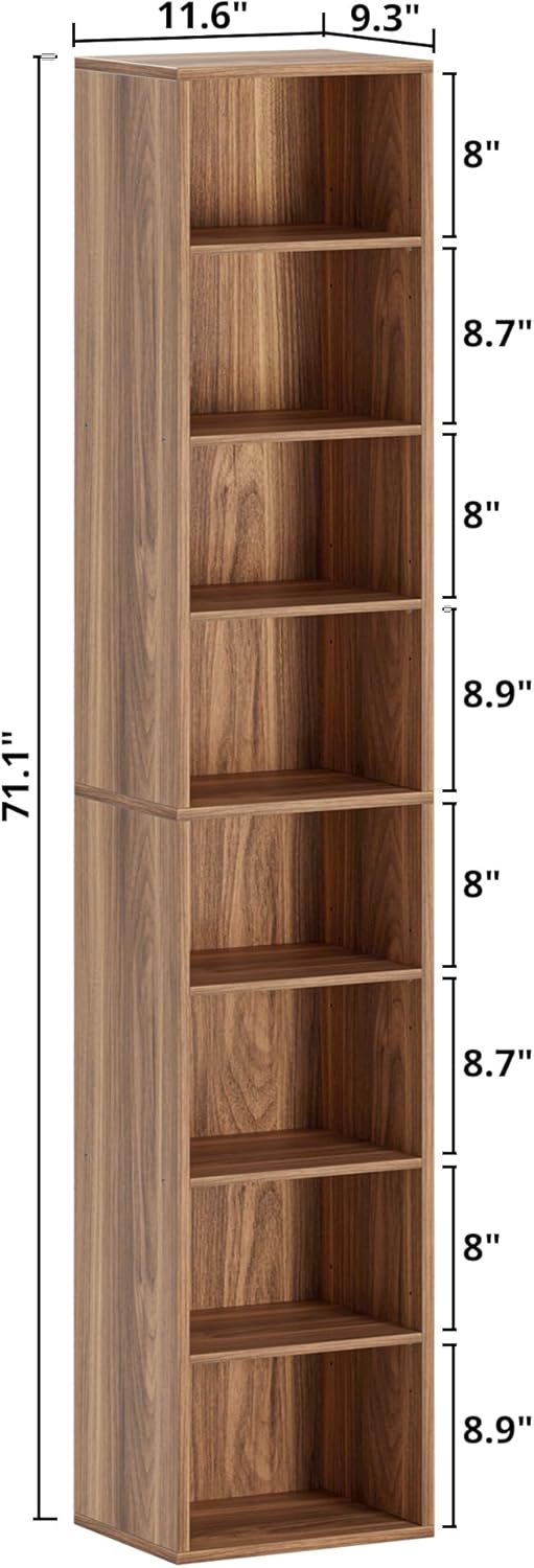 Floor Standing Display Storage Shelves in Tall / Oak Brown / 71 Inch