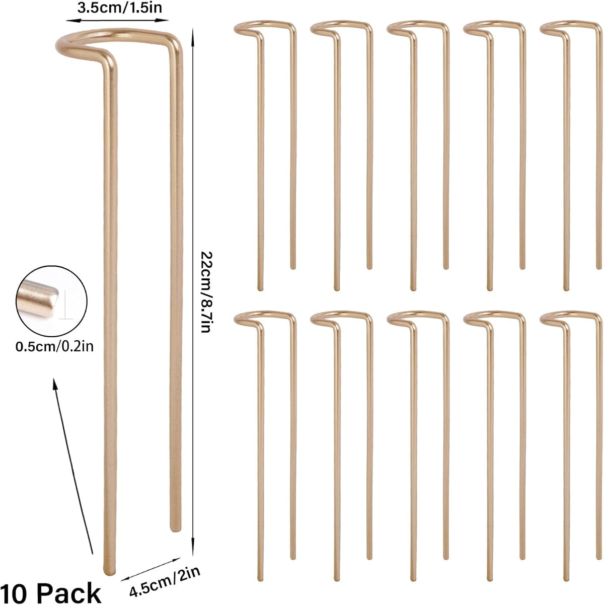 8.7 Inch Indoor Plant Trellis 10 Pack Small Gold Plant Supports | Plant Support Stakes for Indoor & Outdoor Plants