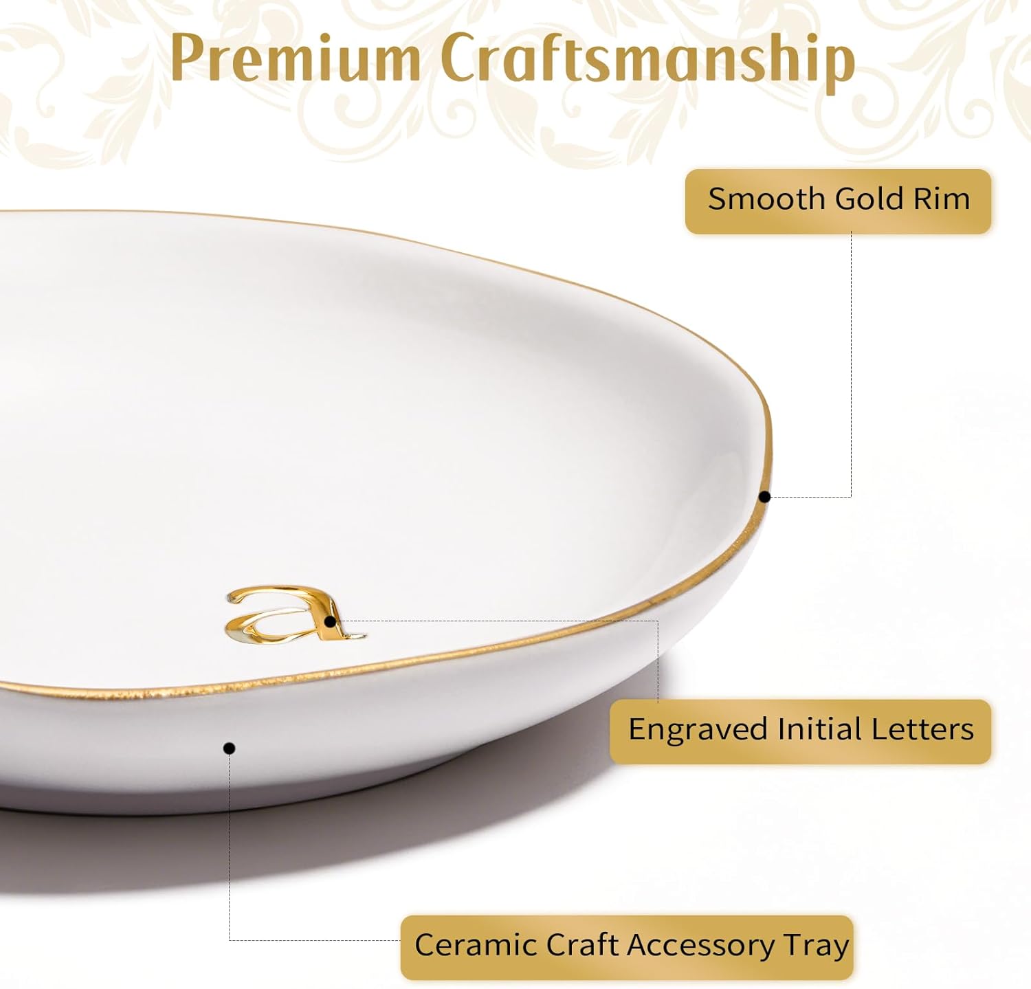 Ceramic Jewelry Tray / Gold-h