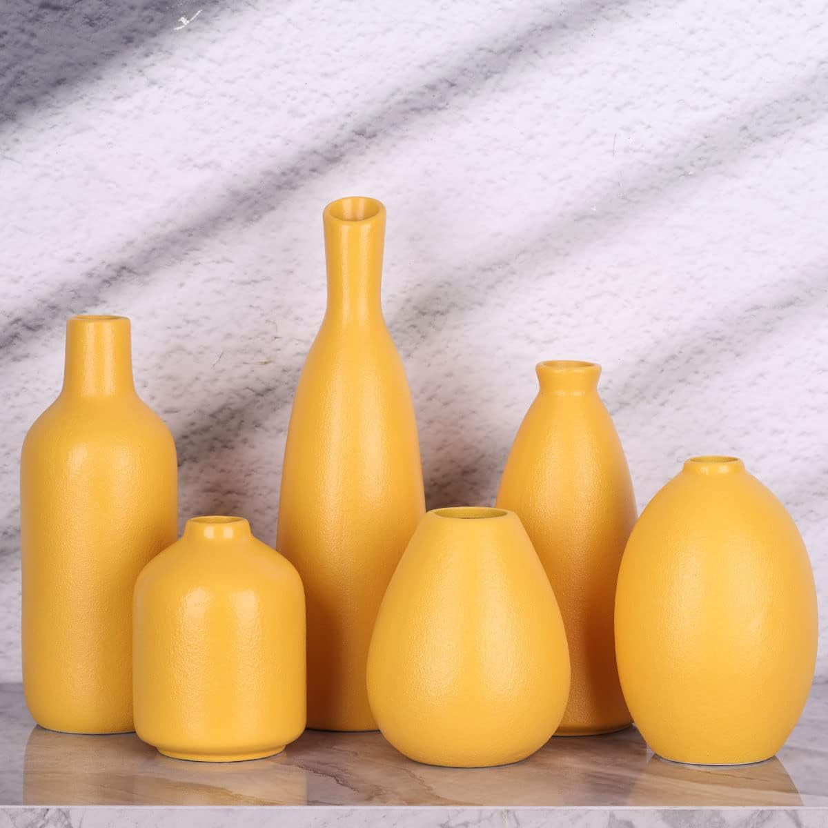 Yellow Ceramic Bud Vases / Yellow Set / Set of 6