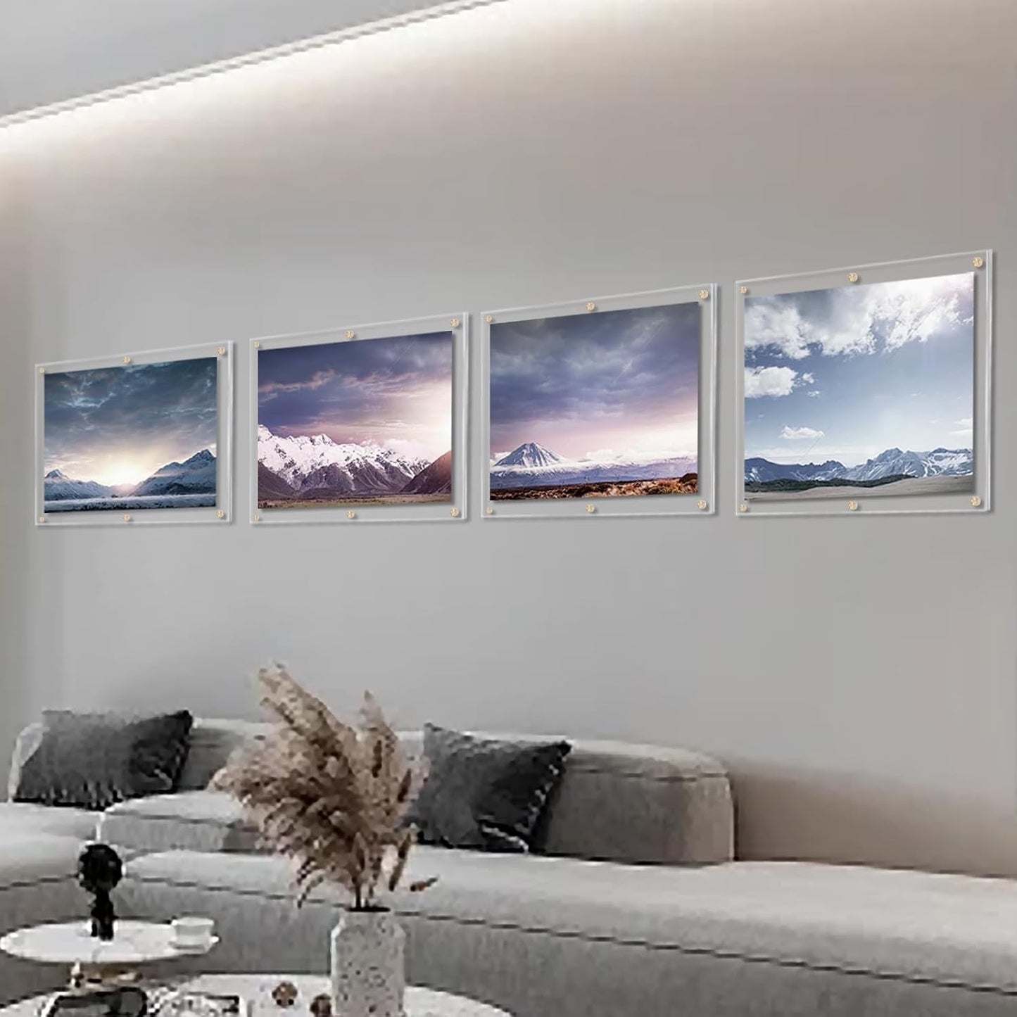 Kalami 3Pack 16x20 Clear Acrylic Wall Mount Picture Frame Self Adhesive | No Drill Holes Floating Frameless Large Photo