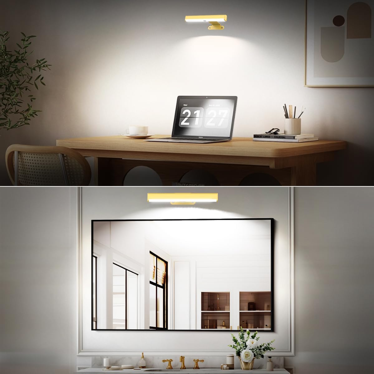 EUIOKUN Wireless Picture Light with Remote,Battery Operated Wall Sconces | 4Pcs Painting Light for Wall
