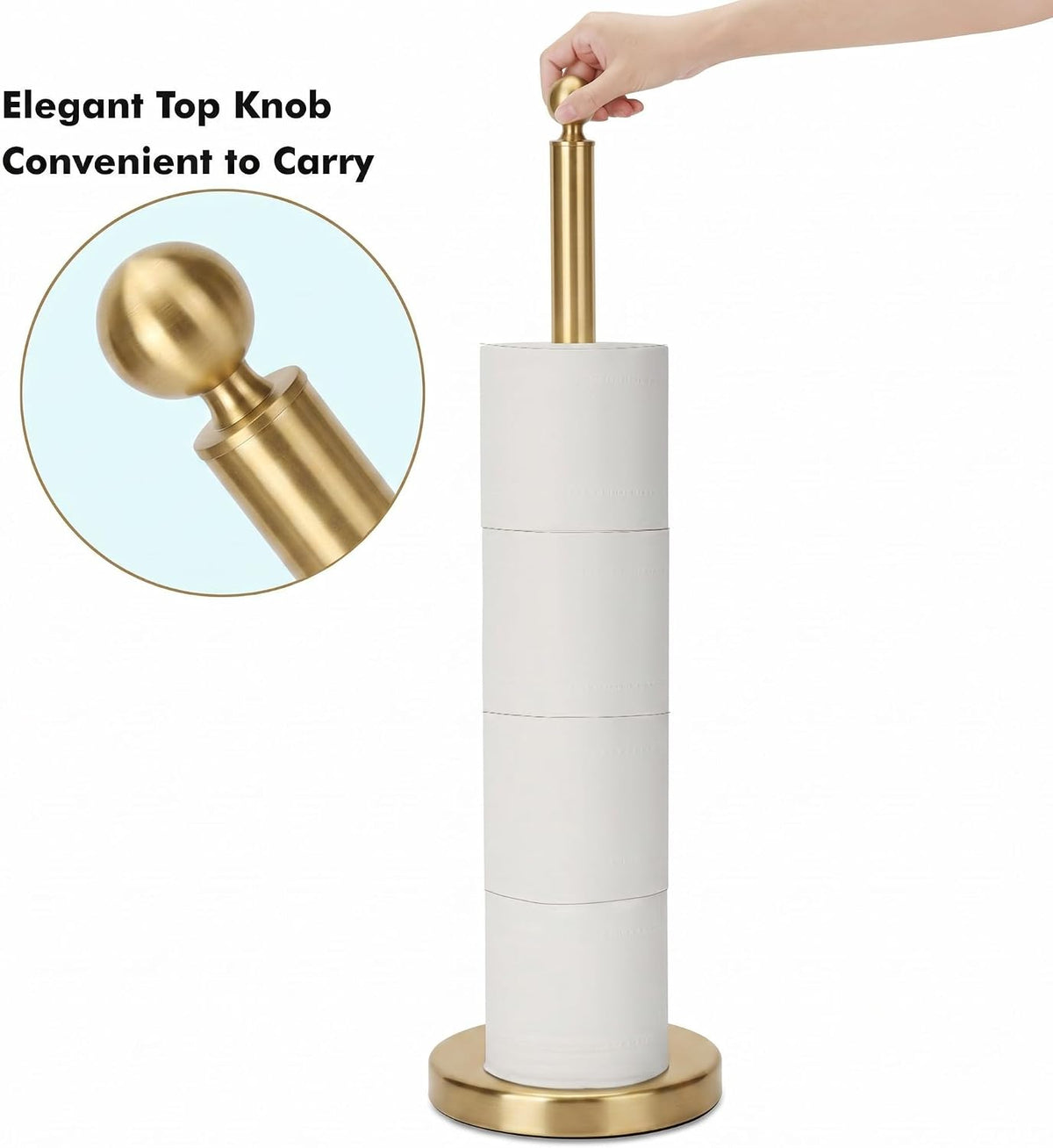 Toilet Paper Holder (with Reserve Function) Free Standing, Spare Toilet Paper Roll Storage Stand for Bathroom (Brushed