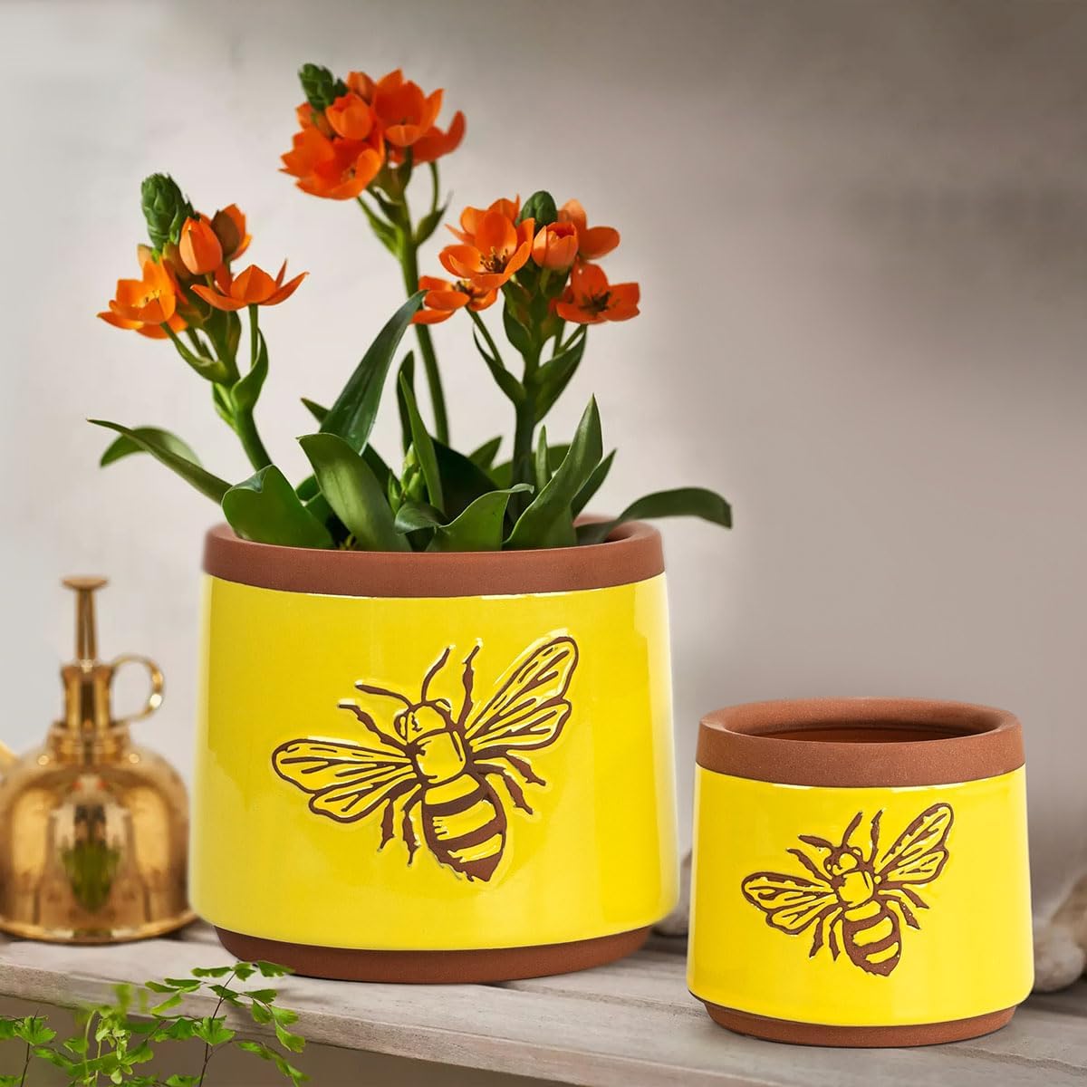 YBX Terracotta Pots / 6+4 Inch / Yellow