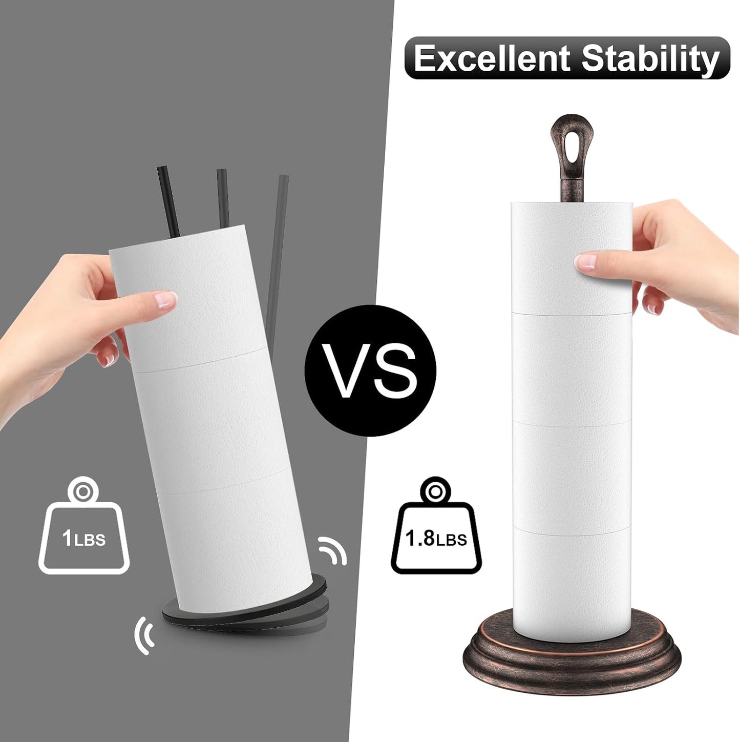 KASUNTO Toilet Paper Holder with Rustproof, Metal Free Standing Toilet Paper Stand Storage for Bathroom, Tissue Paper