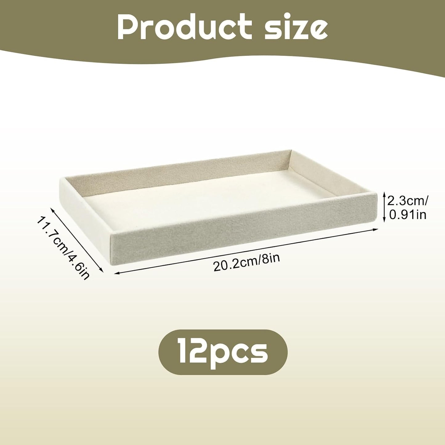 Velvet Jewelry Trays / Beige / 8.3 x 5 x 1 / Set of 12