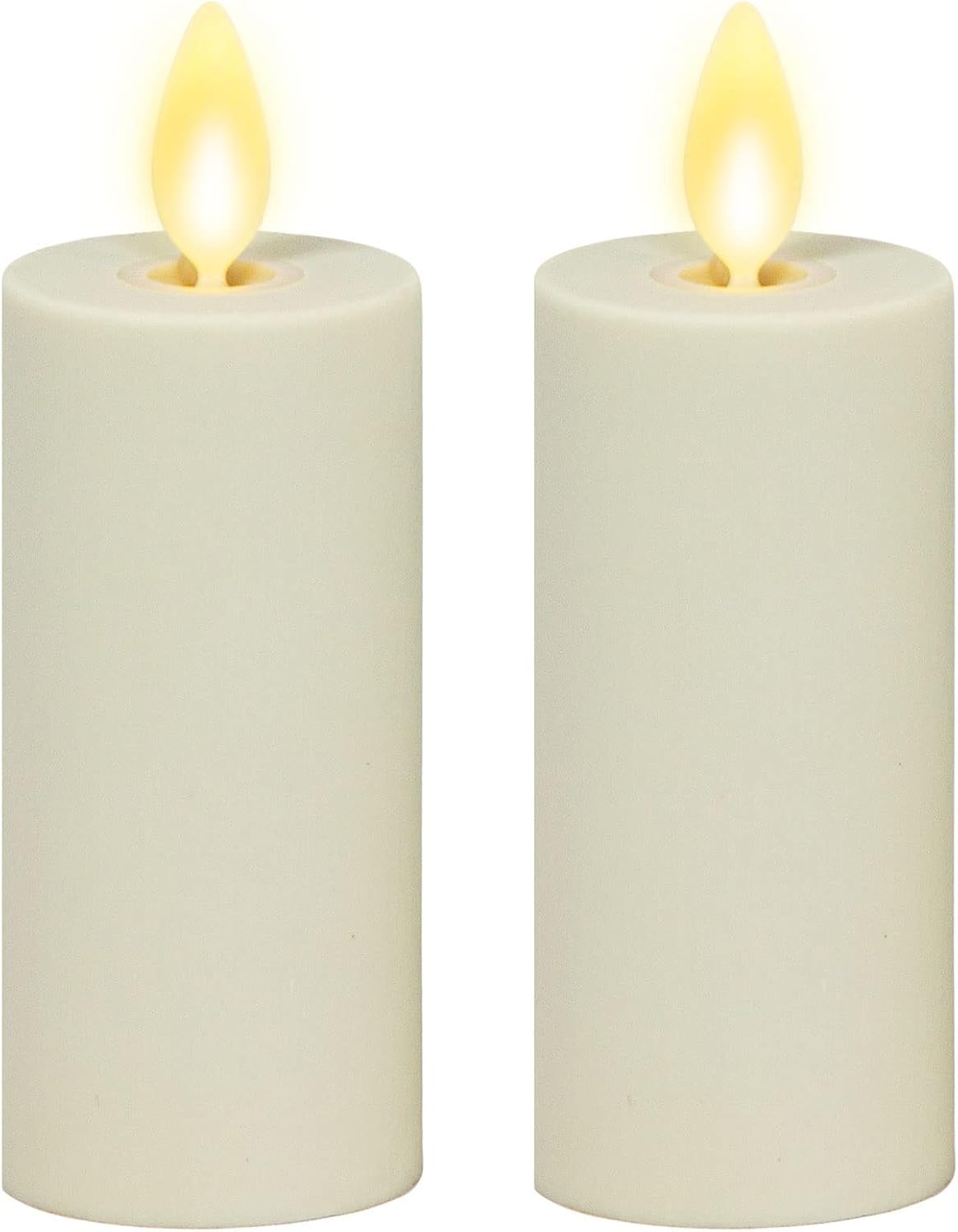 Luminara Votive Flameless LED Candle, Set of 2 Ivory 1.5" x 4", Moving Flame Battery Operated Timer Remote Ready IPX4