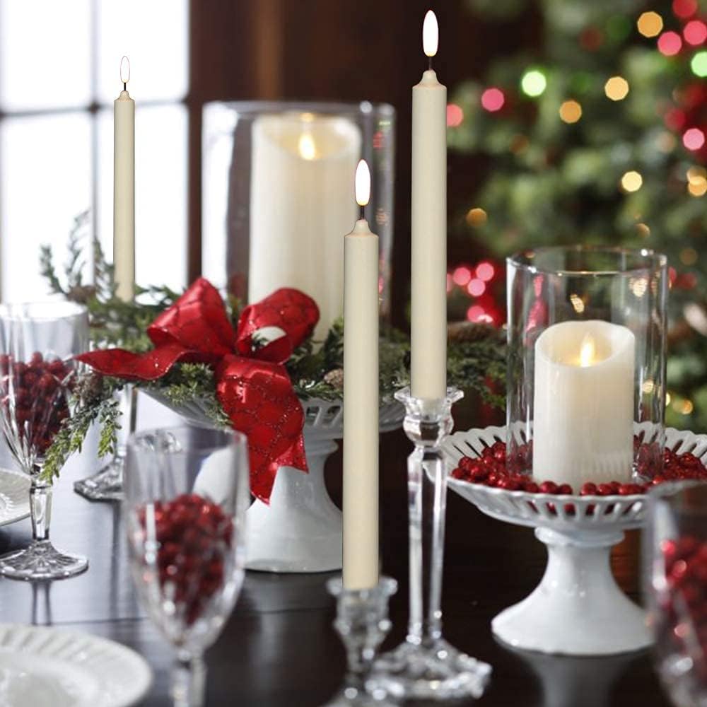 Wondise Flameless Window Candles with Timer & Remote, 10" Battery Operated | 3D Wick LED Flickering Window Candles for