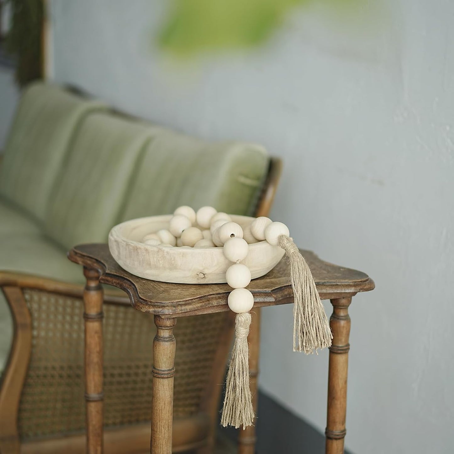 Wooden Beads Garland / 58 Inches / Nature Beige