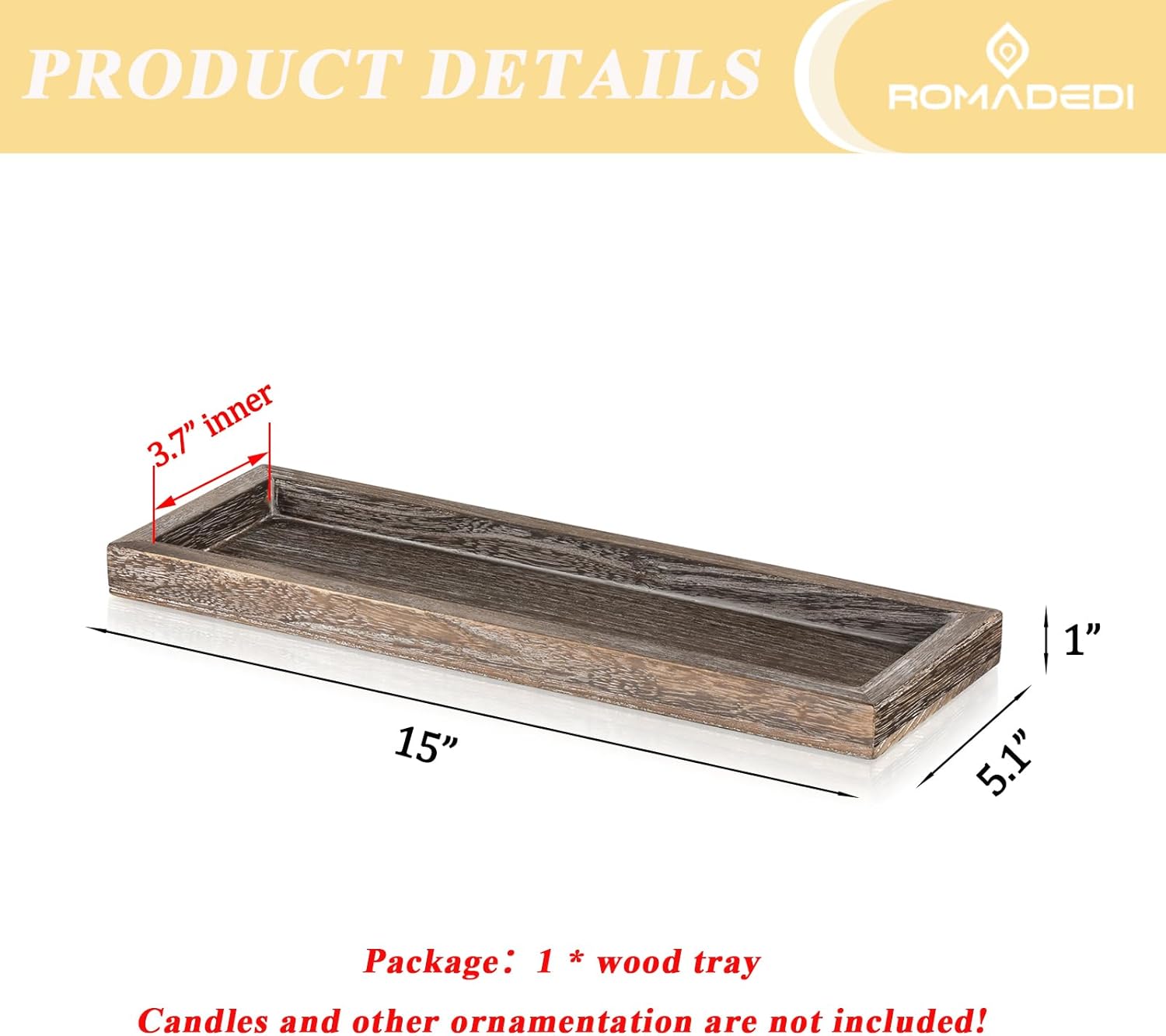 Farmhouse Small Trays / Brown / 15 Inch