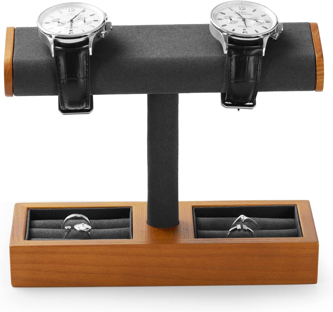 Oirlv Solid Wood Watch Stand,Watch Organizer Holder for Men(Grey)