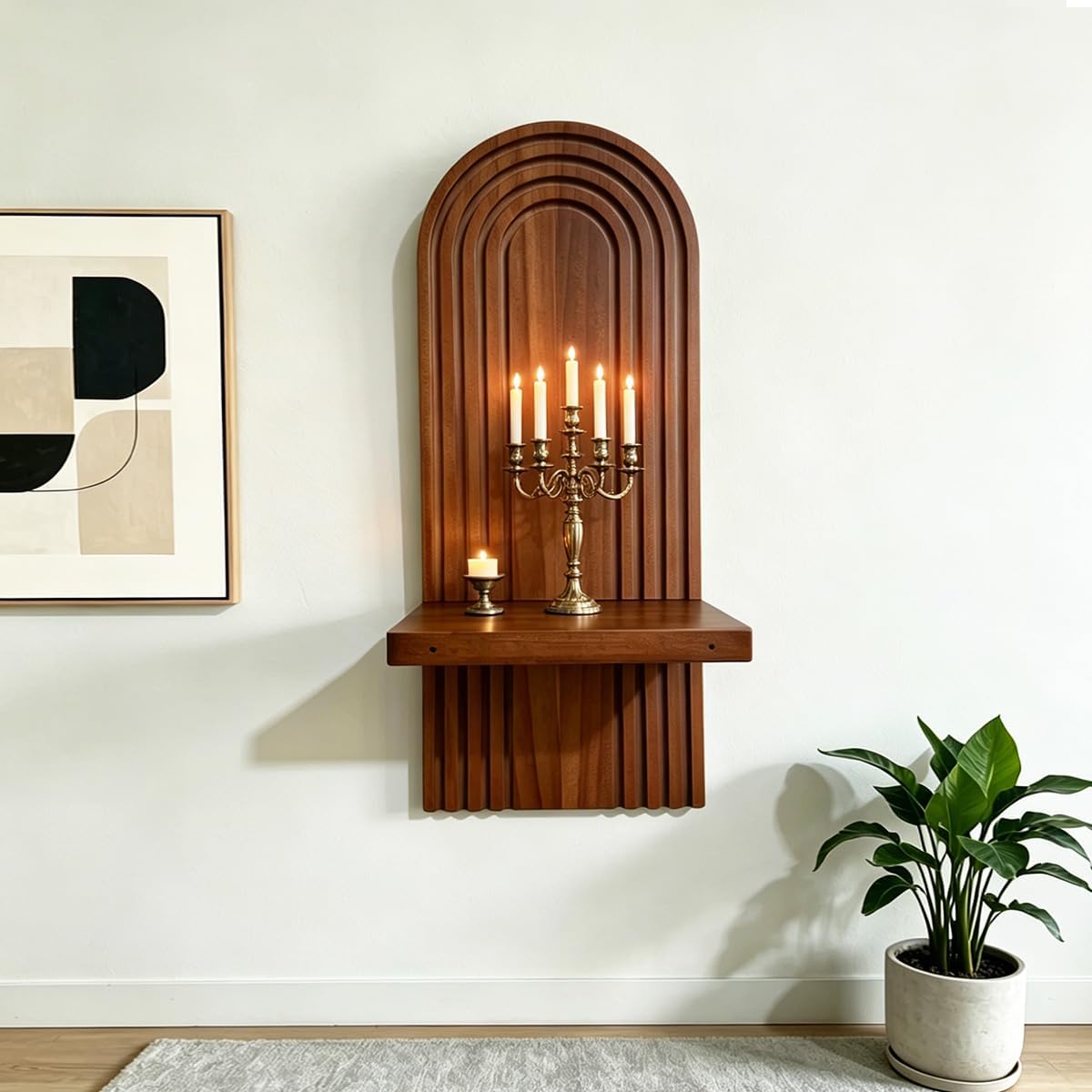 Boho Rattan Wall Floating Shelves / Brown / Set of 2
