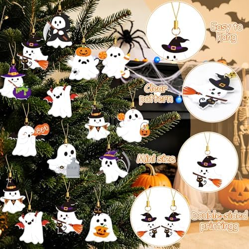 36Pcs Ghost Hanging Ornament Double Sided Halloween Tree Decoration