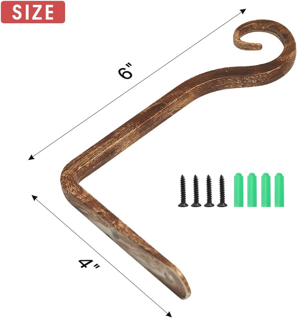 Decorative Metal Iron Wall Hook / 6 Inch / Coffee / Set of 2